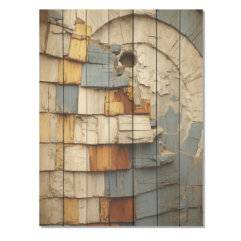 Radiant Revolve Modern Gold Spiral I - Botanicals On Wood Print, H 40 po x l 30 po