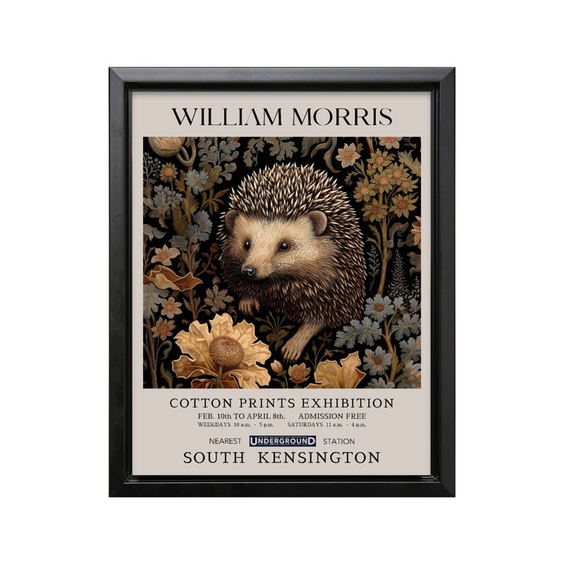 William Morris - Hérisson, Black Framed, Canvas, 08"H x 10"W