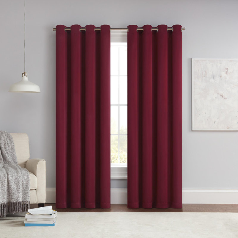 Eclipse Solid Thermapanel Grommet Energy Saving Room Darkening Curtain Panel, 54" W x 63" L, Merlot