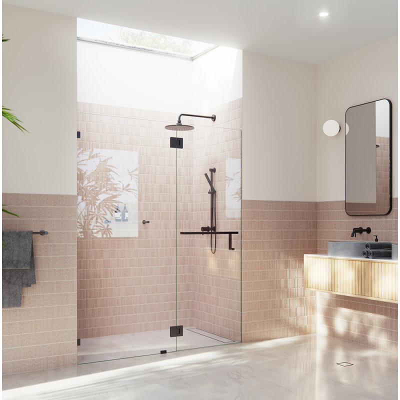 60" W x 78" H Pivot Frameless Shower Door, Polished Brass