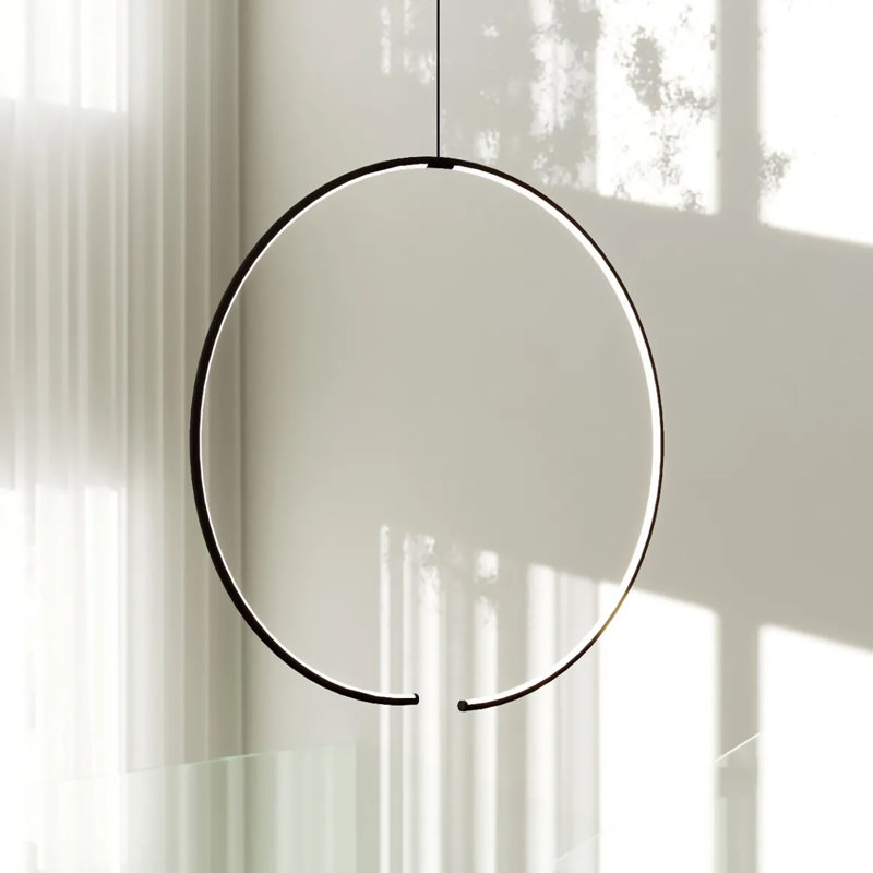 Luminaire suspendu géométrique unique à 1 lumière Torc ™ à DEL, Noir satiné