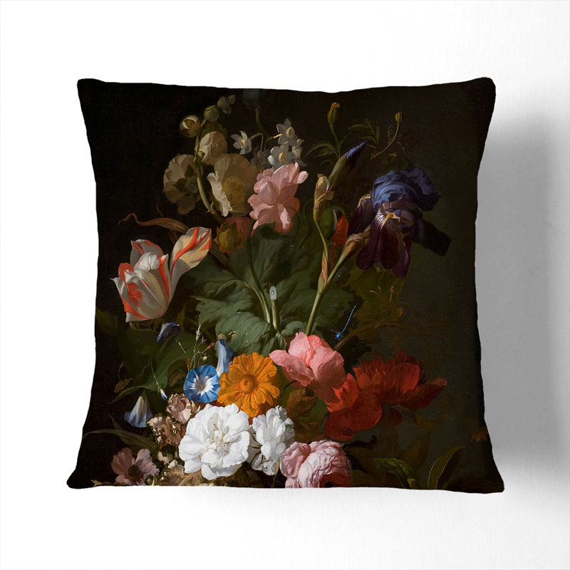 Still Life With Flowers Vol.4 Square Throw Cushion, Stone, 40cm H x 40cm W x 15cm D