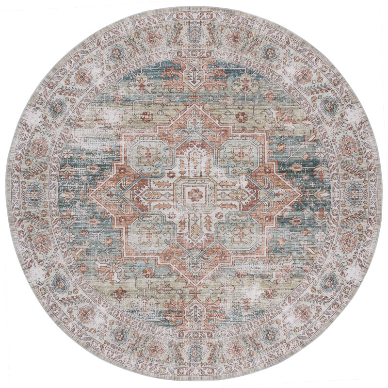 Trishona Machine Washable Performance Oriental Rug, Round 6'