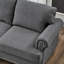 Confortable et classique à 2 sièges 59,5 po, rembourré gris avec accoudoirs ronds, pieds en bois massif, coussin à haute élasticité à ressorts, housse de coussin amovible, espace de rangement 100% moderne,-366199256
