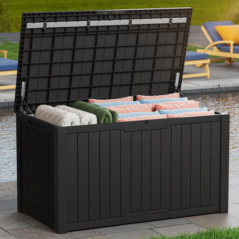 Coffre de terrasse verrouillable en résine résistant à l'eau 270 gallons Edrosie Inc, Noir