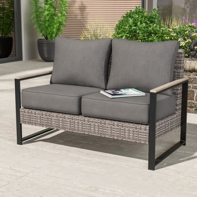 Loveseat Sofa, All-Weather PE Rattan Wicker Set