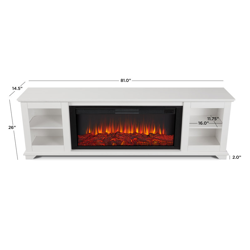 Benjamin 81" Landscape TV Stand with Electric Fireplace by Real Flame, White, Standard