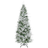 Flocked Pencil Artificial Christmas Tree with Realistic Branch Tips