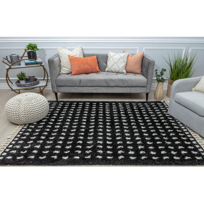 Tapis noir / blanc touffeté à la machine Haiden