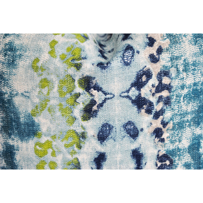 Housse de coussin bleu et vert Ikat, H 17 po x l 17 po