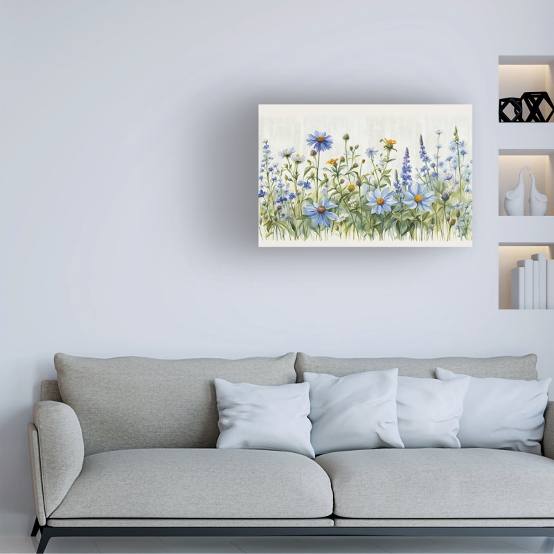 Art sur toile bleu, Tina Lavoie, H 30 po x l 47 po