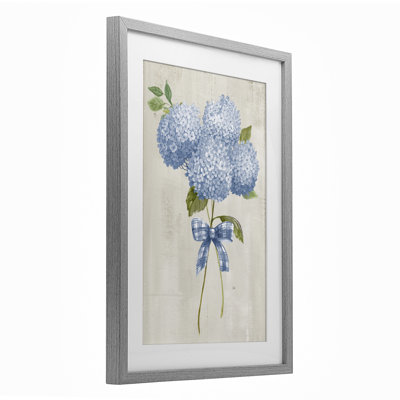 «Hydrangea Tied With A Bow», reproduction encadrée sous verre, conception de Nan