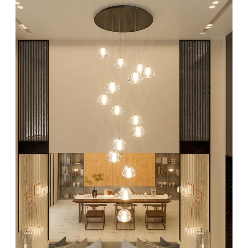 14 - Light Dome Crystal Chandelier, Matte Black
