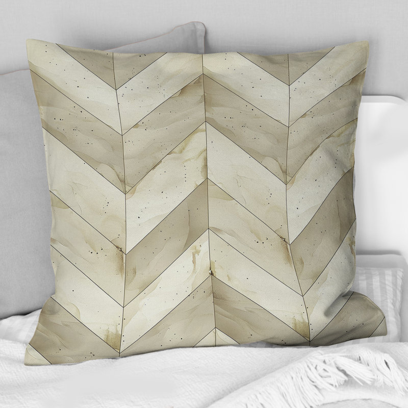 Ivoire blanc moderne Chevron Bliss II - coussin décoratif moderne, H 18 po x l 18 po