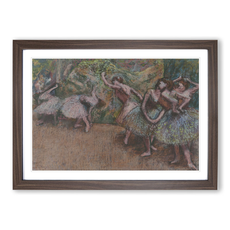 View of the Ballet Ballerina Dancers by Edgar Degas - Picture Frame Painting, 27cm H x 36cm W x 2cm D, Walnut