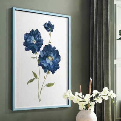 Blue Mums Framed Print - Solid Wood