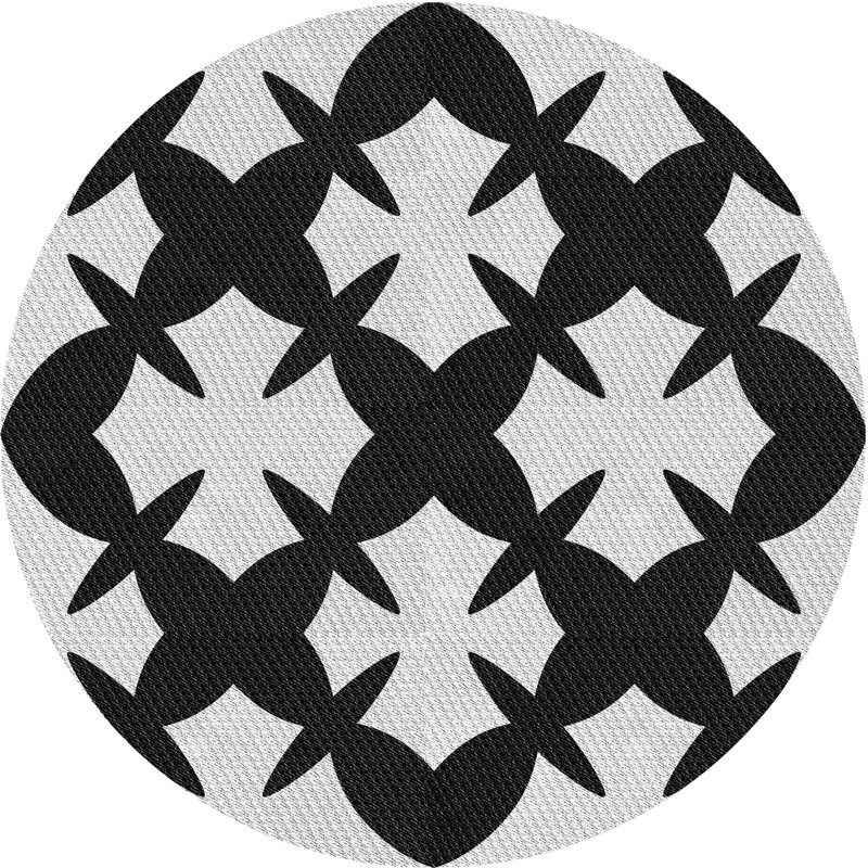 Tapis gris/noir tissé à la machine, Rond 6 pi