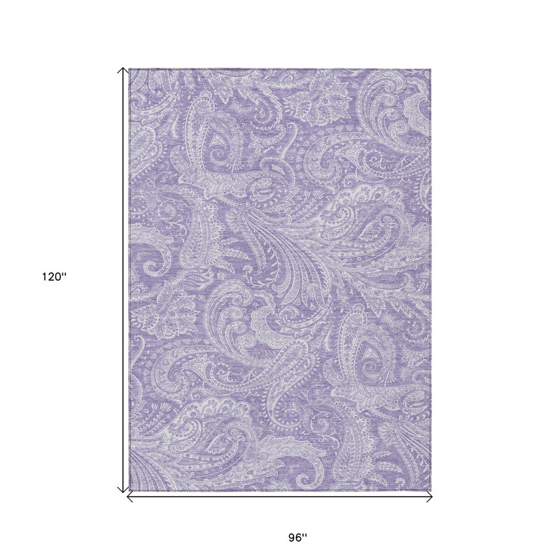 Tapis lavable pourpre intérieur ivoire et cachemire 8 pi x 10 pi lavande