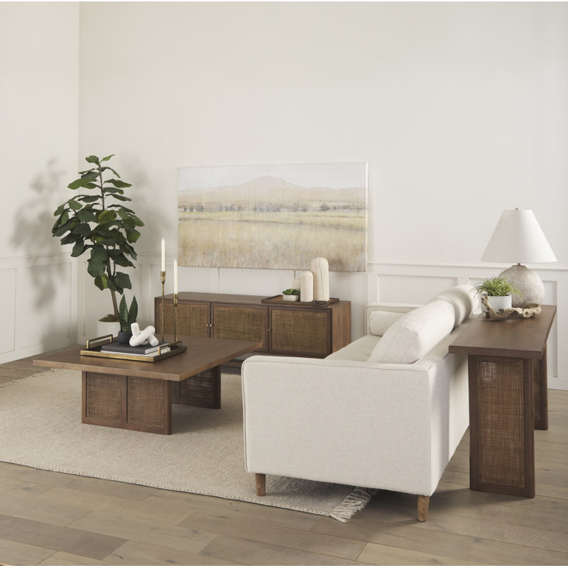 Medium Brown Mango Wood and Cane Coffee Table