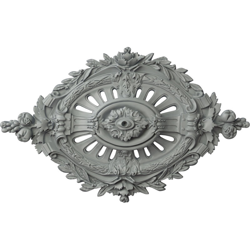Endurathane Antonio Ceiling Medallion, 35 7/8"W x 22 1/2"H x 4 3/8"P, Factory Primed, Primed Gray