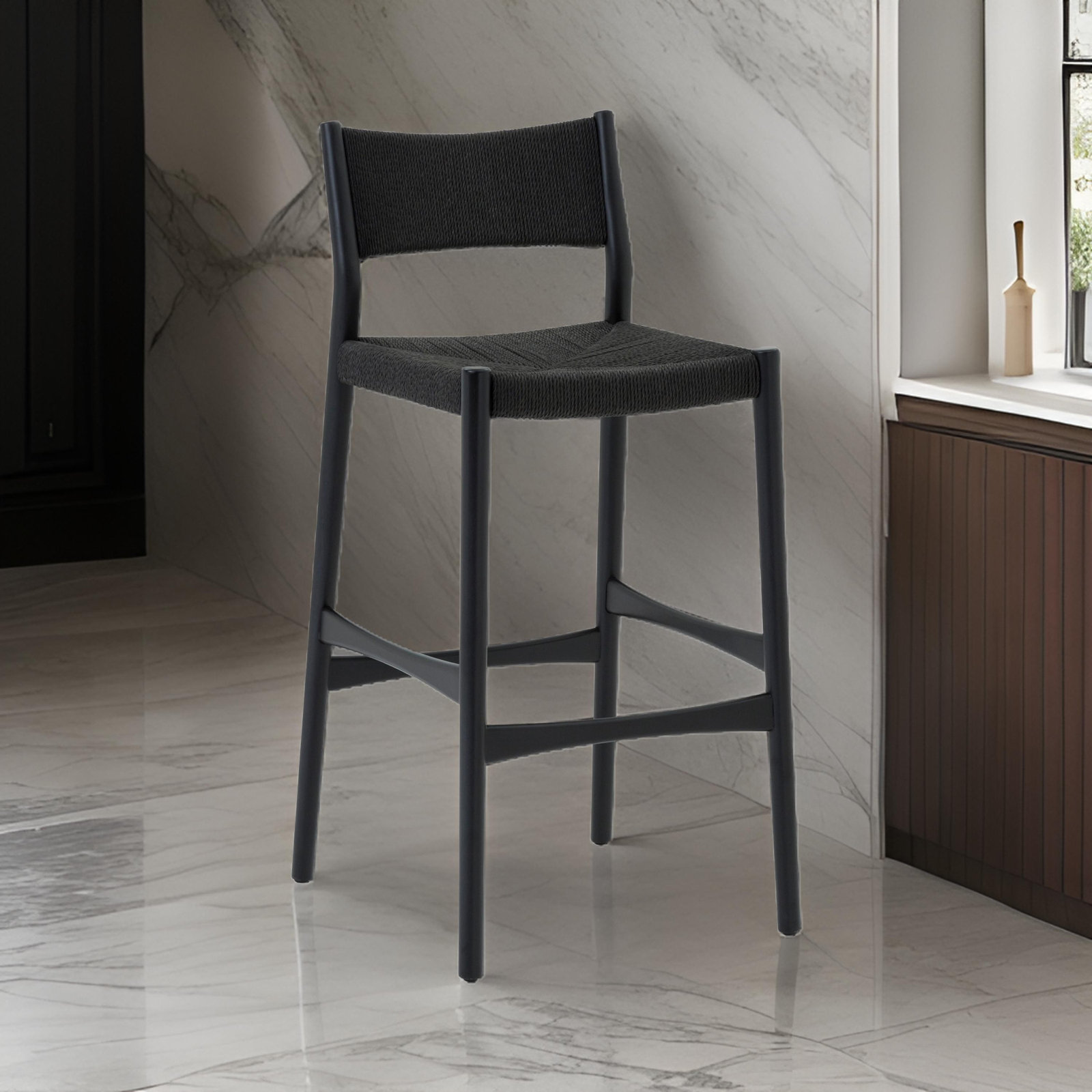 Buffolino Bar and Counter Stool, Bar Stool (30" Seat Height), Black