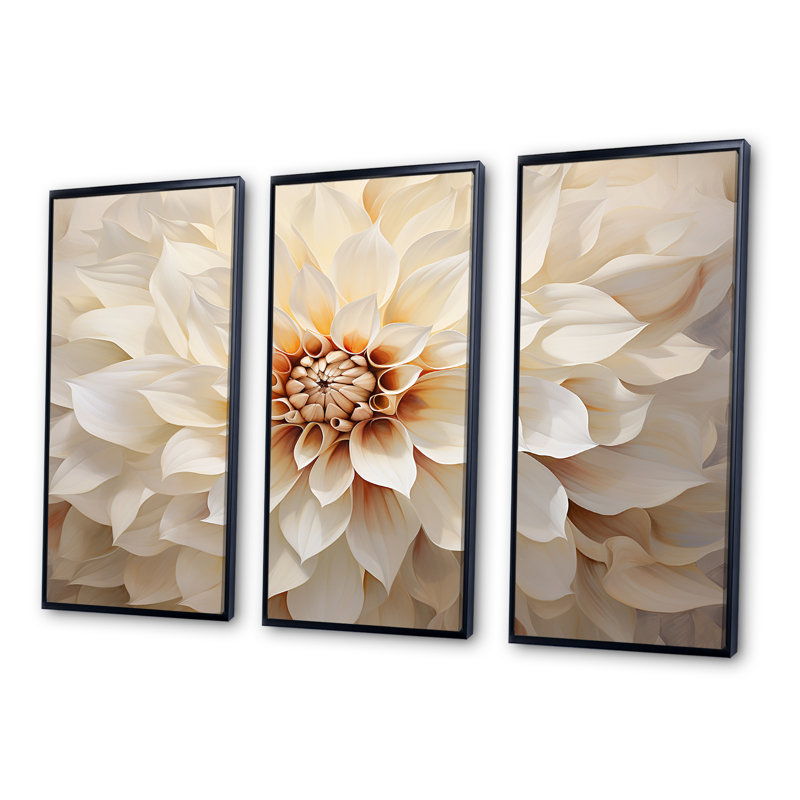 Minimalisme Dahlia I - ensemble de décoration murale Dahlia, Cadre flottant noir, H 28 po x l 36 po x P 1 po
