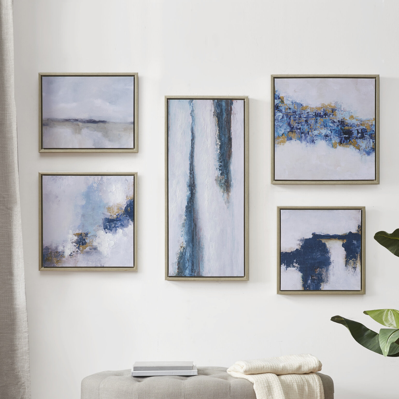 Martha Stewart Blue Drift Abstract 5-piece Gallery Framed Canvas Wall Art  Set  Reviews Wayfair