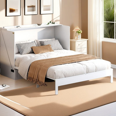 Solid Wood Murphy Bed With Large Drawers