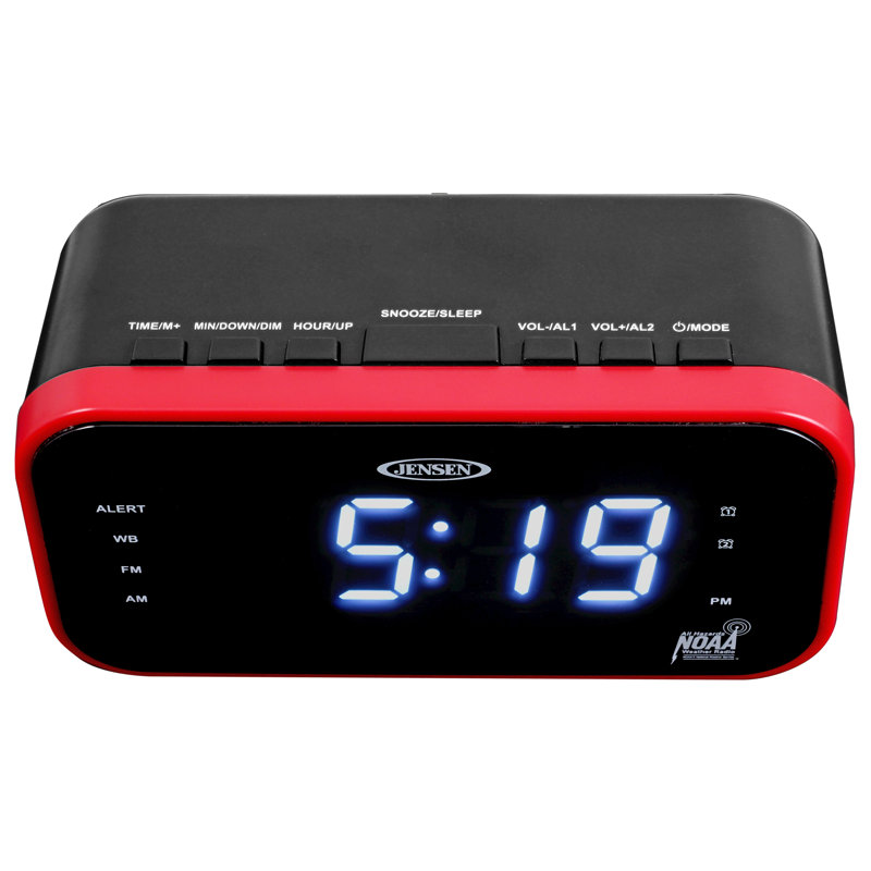 Modern & Contemporary Digital Tabletop Clock with Alarm, 3.35" H x 6.1 " W x 2.4"D, Black
