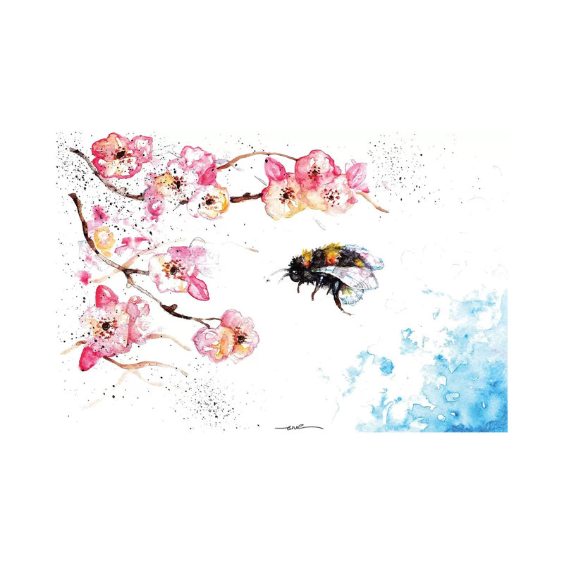 Abeille et fleur, H 18 po x l 26 po x P 1,5 po