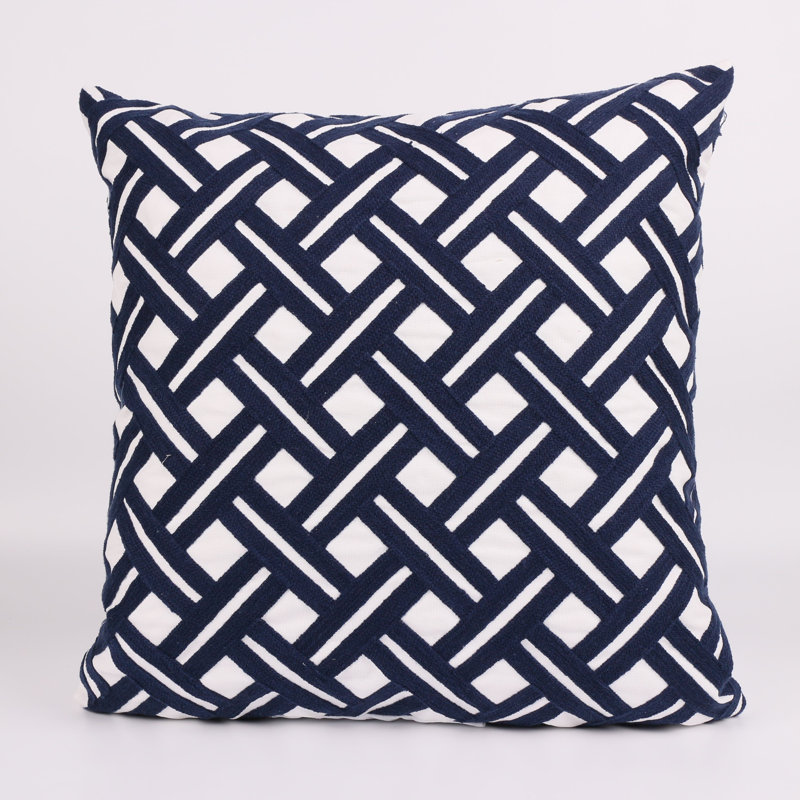 Surbit Indoor/Outdoor Cotton Throw Pillow, Navy, 20" x 20"