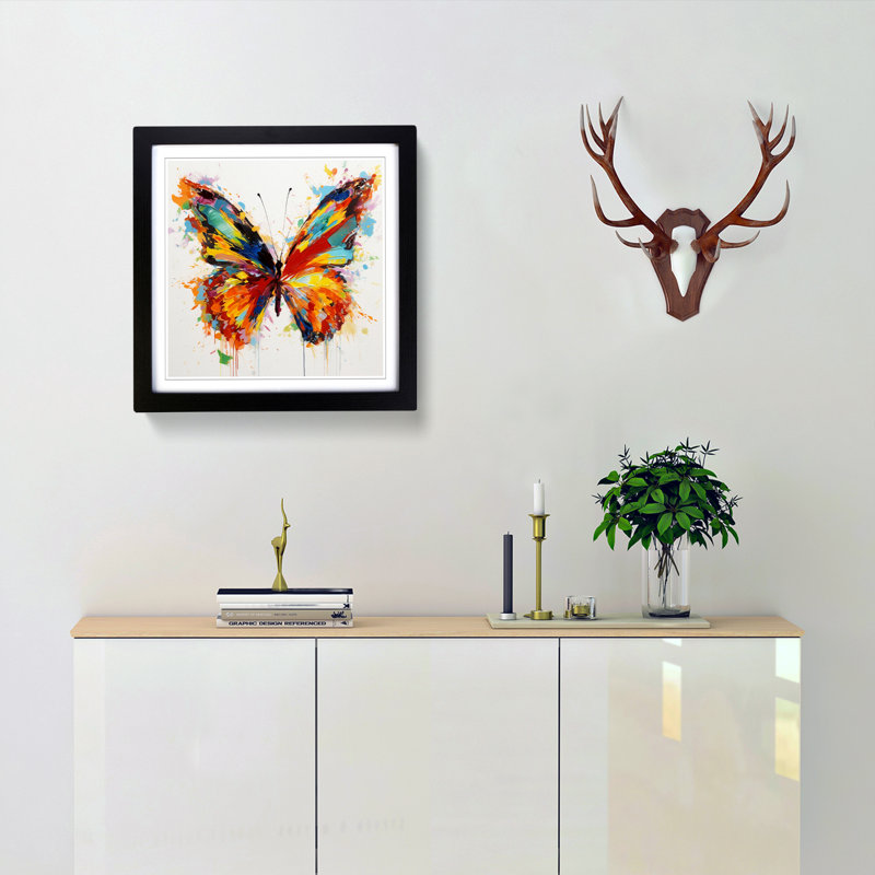 Butterfly Gestural Art - Framed Print, Black