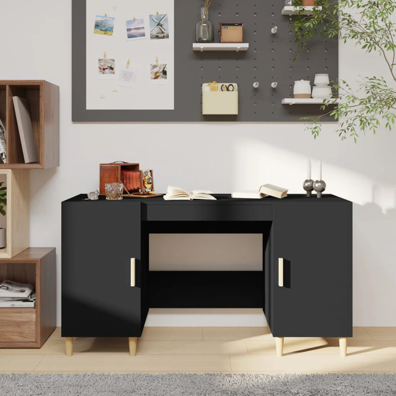 140Cm W Rectangular Computer Desk, Black