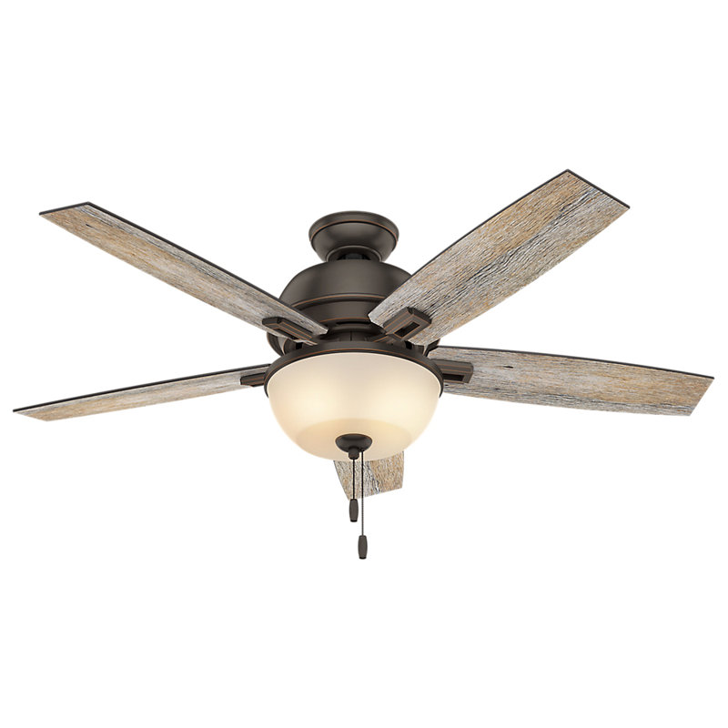 52" Donegan 5 - Blade Standard Ceiling Fan with Pull Chain and Light Kit Included, Onyx Bengal