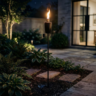 Harbour Housewares - 6x Garden Flame Torches - Metal Barrel Design