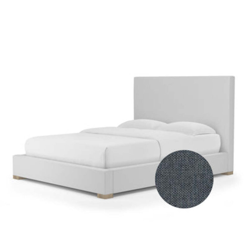 Sloan Upholstered Bed, California King, Pebble Weave Linen Haze, Natural
