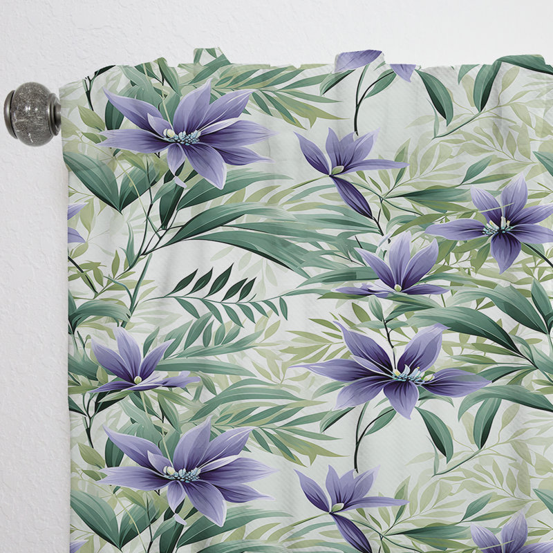 Rideau obscurcissant à motif floral vert mauve et vert Serenade - 1 panneau, L 52 po x L 84 po