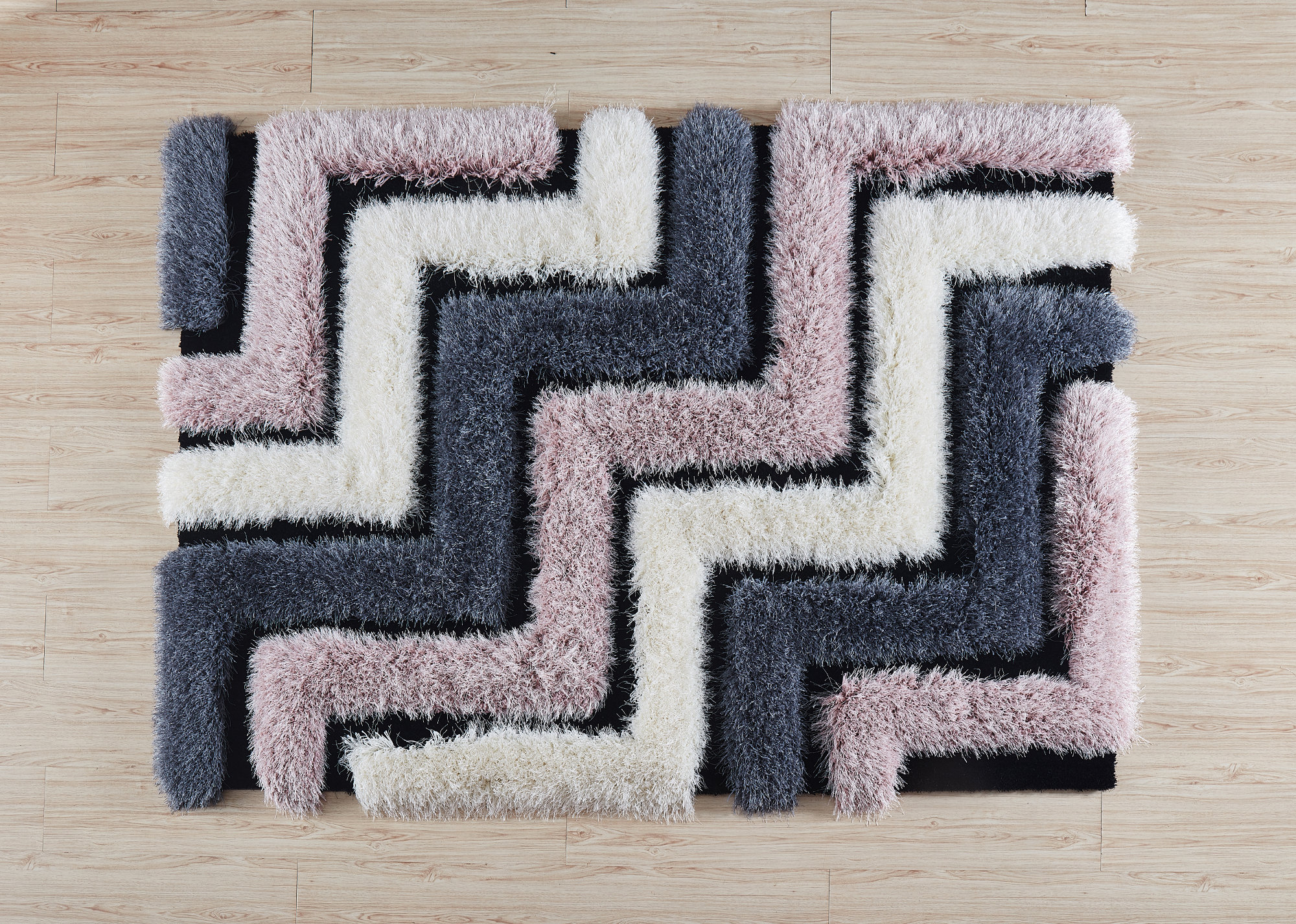 Barrelville Geometric Handmade Shag Gray/Pink Area Rug