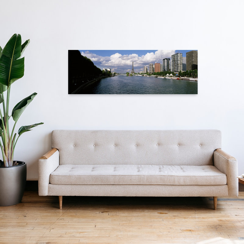 Tour Eiffel sur la seine, Paris, France, architecture contemporaine abstraite, art mural, H 16 po x l 48 po