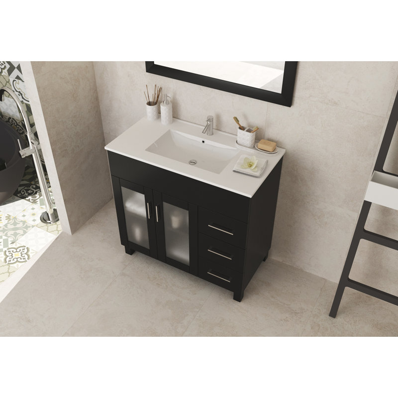 Nova 35.83'' Single Bathroom Vanity with Ceramic Top, Espresso
