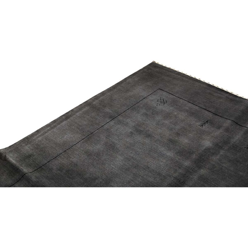 Tapis gris / noir en laine noué à la main 8 pi 9 po x 11 pi 9 po