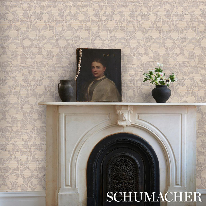 Kantha Embroidered Flower Sisal Wallpaper