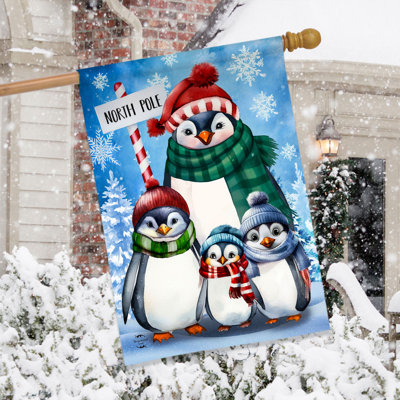 Penguin Family House Flag