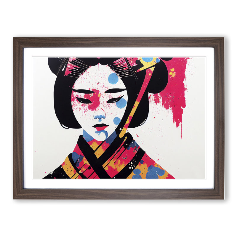 A Splashed Geisha Vol.3 Abstract - Single Picture Frame Print, 46cm H x 64cm W, Walnut