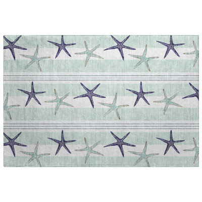 Premium Machine Washable Dream Shag ADS191 Starfish Rug