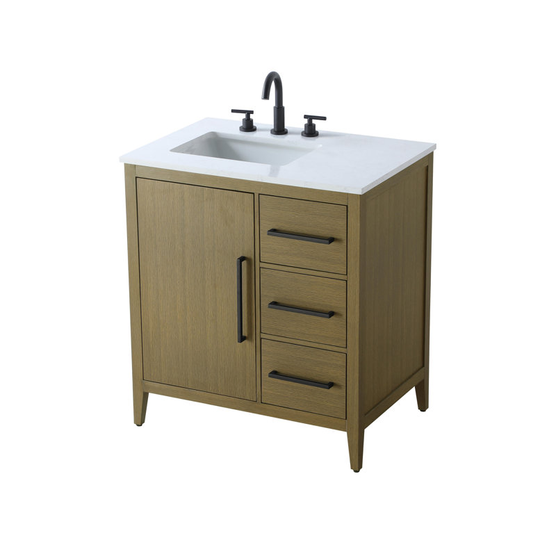 32 Inch Single Bathroom Vanity, Chestnut Brown