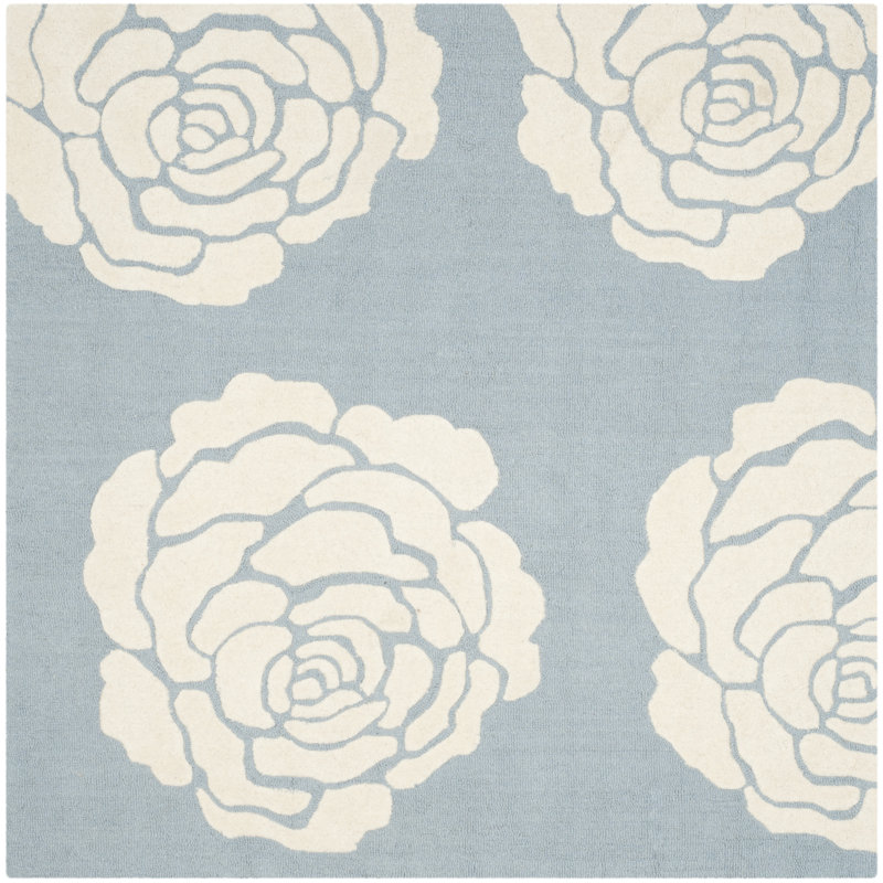 Cannen Hand Tufted Wool Floral Rug, Square 6'