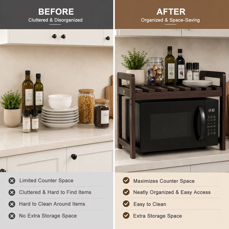 Neveen Wood Microwave Stand, Shelving Rack