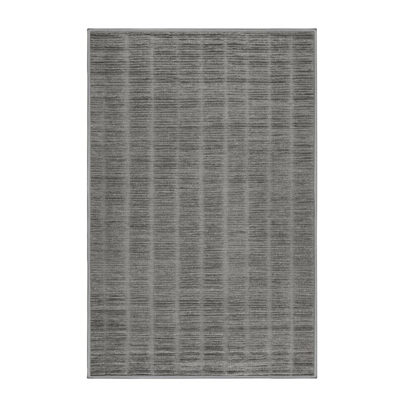 Tapis gris uni lavable à la machine, Rectangulaire 3 pi x 5 pi