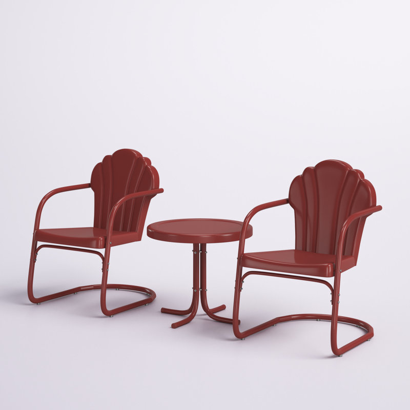 Burley Metal 2 - Person Seating Group, Dark Red Satin